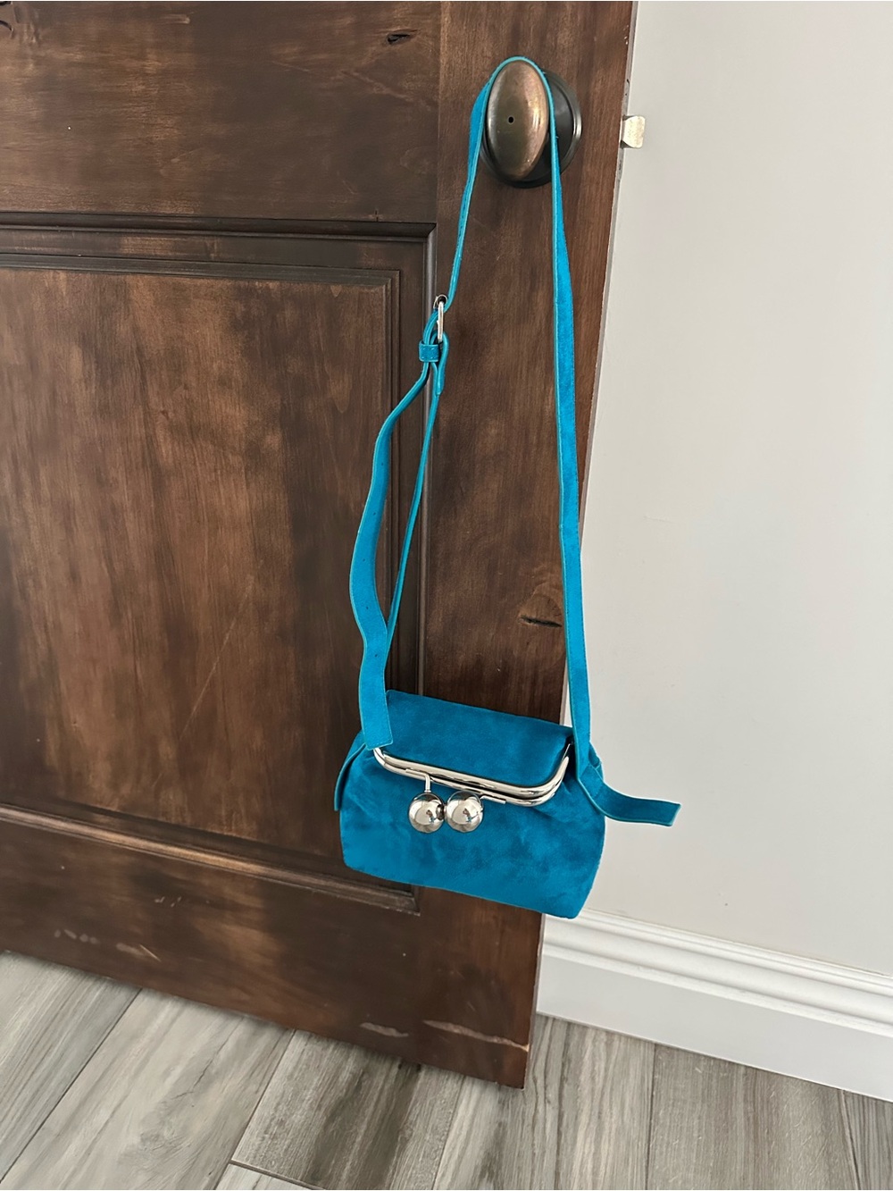 Blue Suede Crossbody Bag - Stylish Women's Shoulder Purse